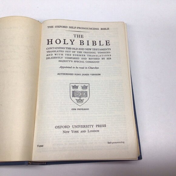Holy Bible KJV King James Version Oxford Self Pronouncing Topaz Vintage 1950s - Picture 5 of 13
